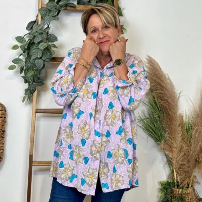 Z147- Chemise Florale (Gt) 🇮🇹 - violet - taille-unique-grande-taille