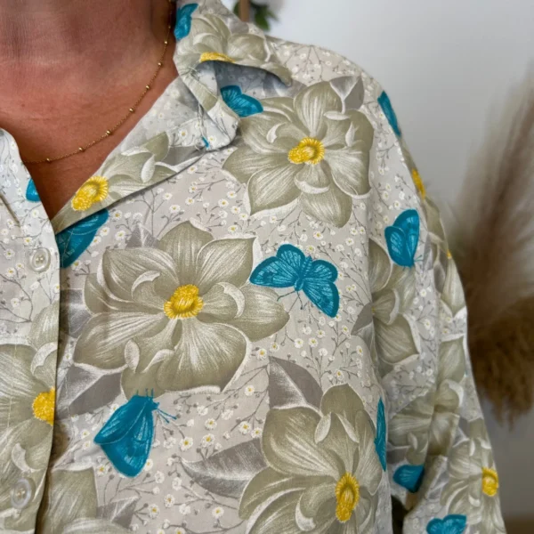 Z147- Chemise Florale (Gt) 🇮🇹 - beige - taille-unique-grande-taille
