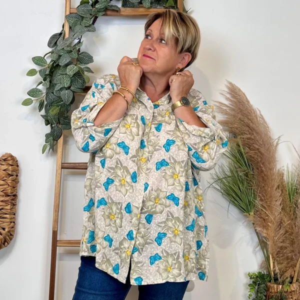 Z147- Chemise Florale (Gt) 🇮🇹 - beige - taille-unique-grande-taille