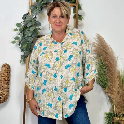 Z147- Chemise Florale (Gt) 🇮🇹 - beige - taille-unique-grande-taille
