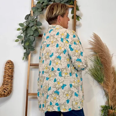 Z147- Chemise Florale (Gt) 🇮🇹 - beige - taille-unique-grande-taille