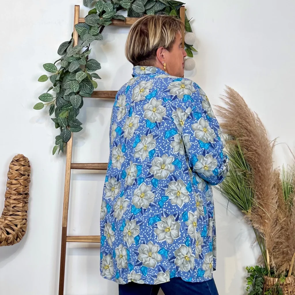 Z147- Chemise Florale (Gt) 🇮🇹 - marine - taille-unique-grande-taille
