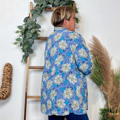 Z147- Chemise Florale (Gt) 🇮🇹 - marine - taille-unique-grande-taille