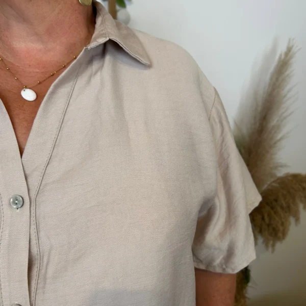 Z289- Chemise manches courtes (Gt) 🇮🇹 - beige - taille-unique-grande-taille