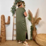 Robe longue fluide femme « Jolies Formes » - kaki - taille-unique-grande-taille