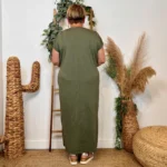 Robe longue fluide femme « Jolies Formes » - kaki - taille-unique-grande-taille