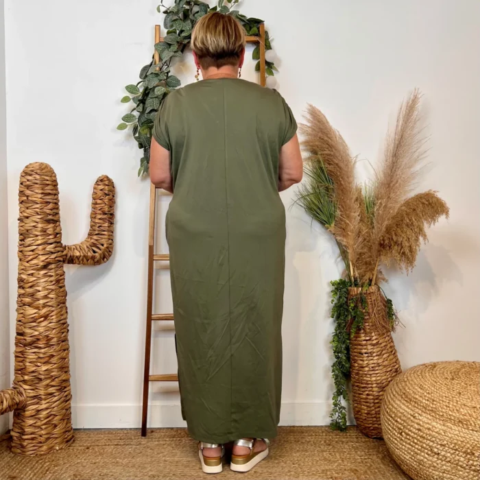 Robe longue fluide femme « Jolies Formes » - kaki - taille-unique-grande-taille