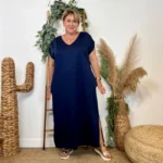 Robe longue fluide femme « Jolies Formes » - marine - taille-unique-grande-taille