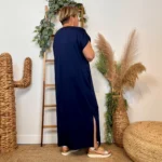 Robe longue fluide femme « Jolies Formes » - marine - taille-unique-grande-taille