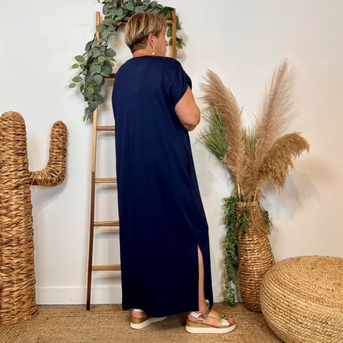 Robe longue fluide femme « Jolies Formes » - marine - taille-unique-grande-taille