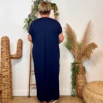Robe longue fluide femme « Jolies Formes » - marine - taille-unique-grande-taille