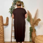 Robe longue fluide femme « Jolies Formes » - marron-chocolat - taille-unique-grande-taille