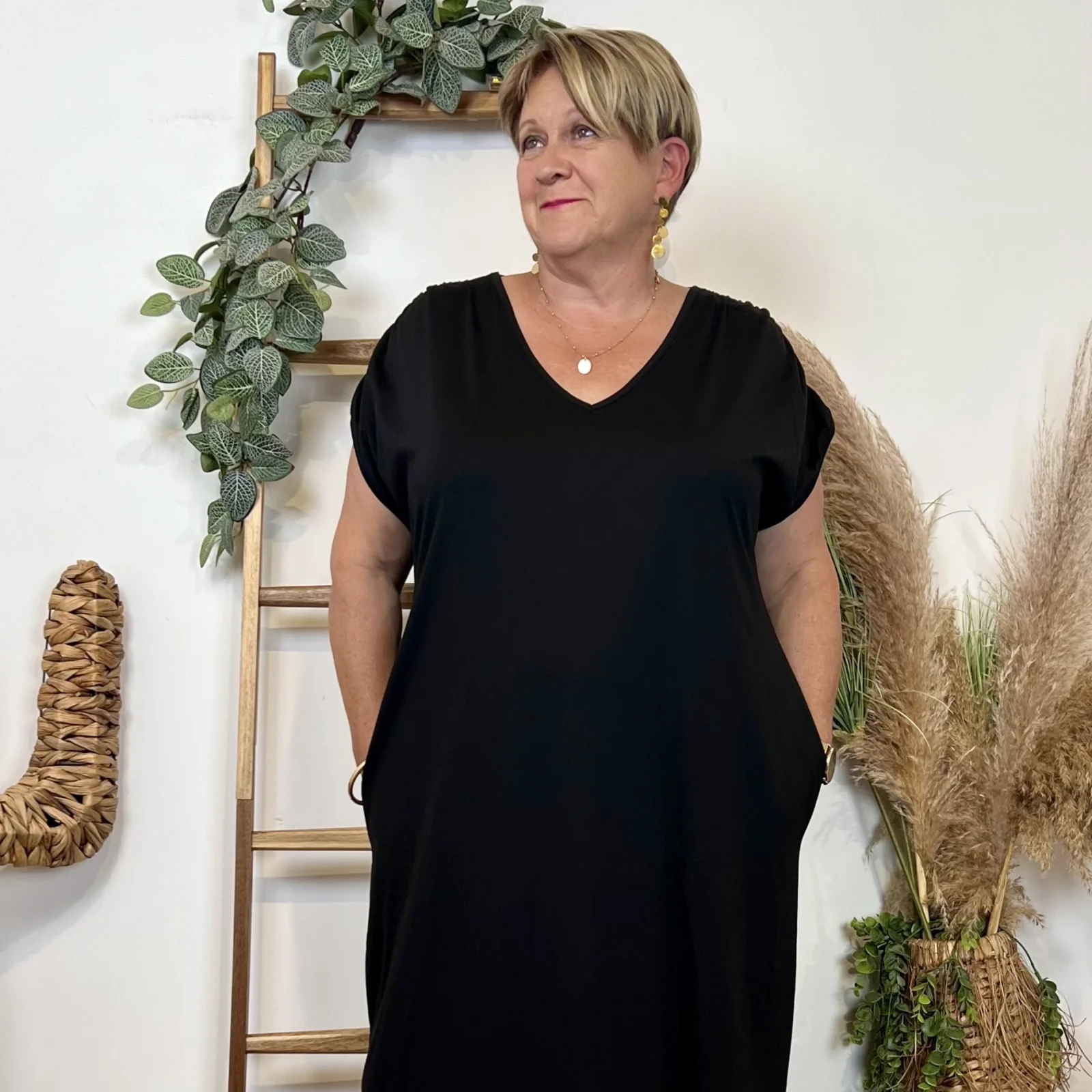 Z136- Robe longue fluide grande taille - noir - taille-unique-grande-taille