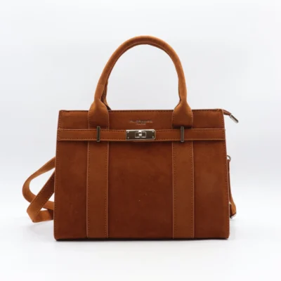 P399- Sac porté main aspect Daim Flora & Co - camel - sans-taille