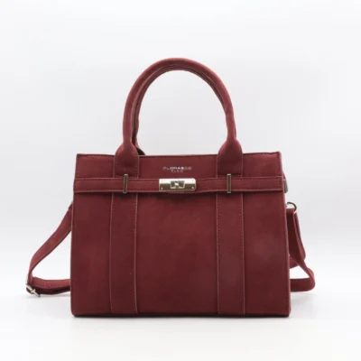 P399- Sac porté main aspect Daim Flora & Co - bordeaux - sans-taille