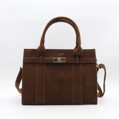 P399- Sac porté main aspect Daim Flora & Co - marron - sans-taille