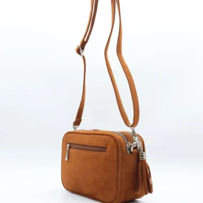 P387- Sac Zippé aspect Daim - camel - sans-taille