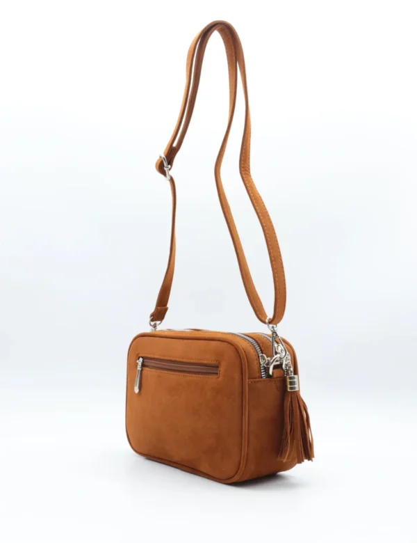 P387- Sac Zippé aspect Daim - camel - sans-taille