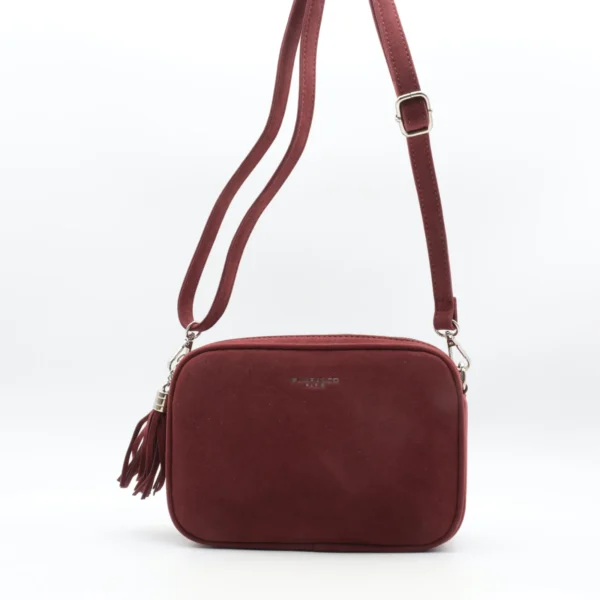 P387- Sac Zippé aspect Daim - bordeaux - sans-taille