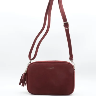 P387- Sac Zippé aspect Daim - bordeaux - sans-taille