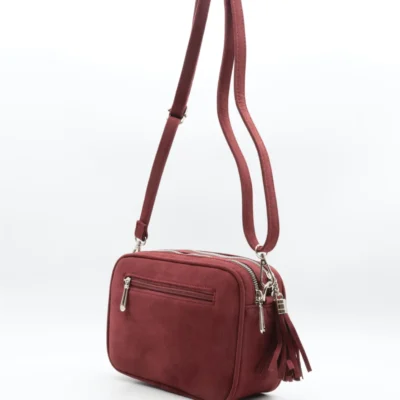 P387- Sac Zippé aspect Daim - bordeaux - sans-taille