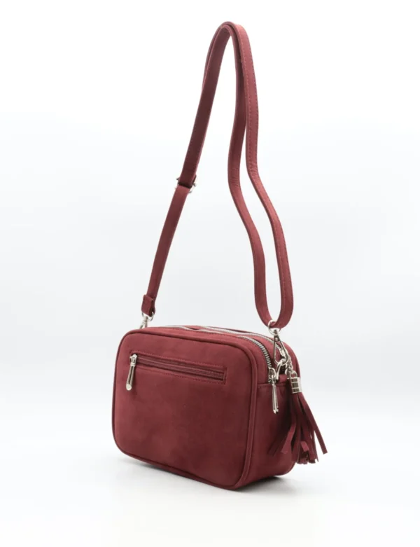 P387- Sac Zippé aspect Daim - bordeaux - sans-taille