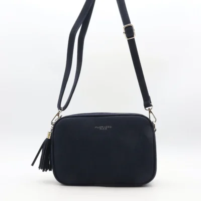 P387- Sac Zippé aspect Daim - marine - sans-taille