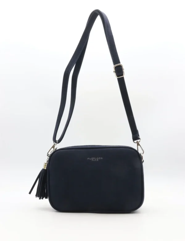 P387- Sac Zippé aspect Daim - marine - sans-taille