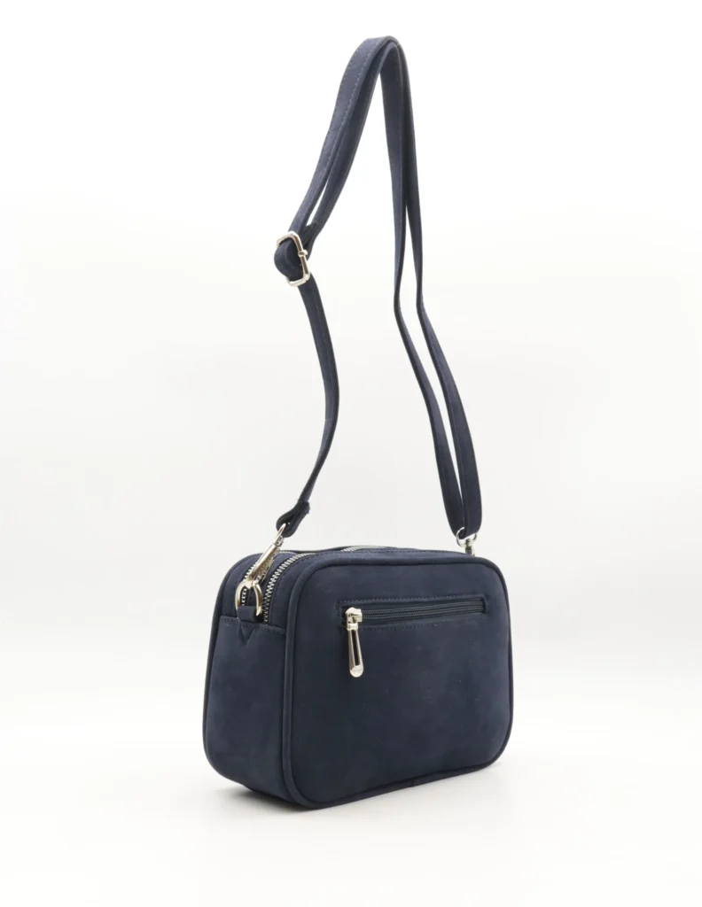 P387- Sac Zippé aspect Daim - marine - sans-taille