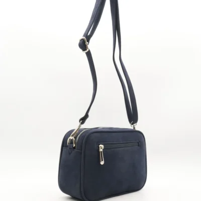 P387- Sac Zippé aspect Daim - marine - sans-taille