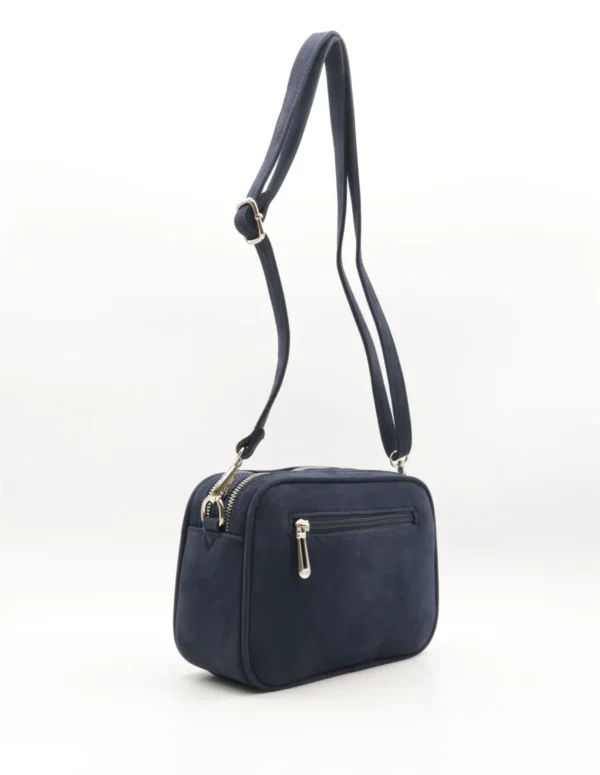 P387- Sac Zippé aspect Daim - marine - sans-taille