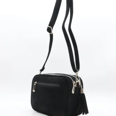 P387- Sac Zippé aspect Daim - noir - sans-taille