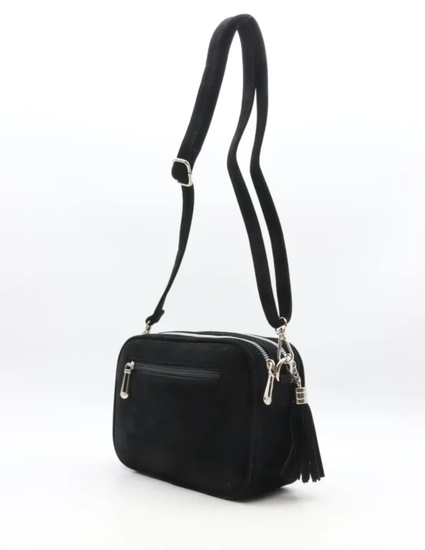 P387- Sac Zippé aspect Daim - noir - sans-taille