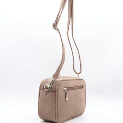 P387- Sac Zippé aspect Daim - taupe - sans-taille