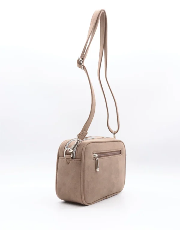 P387- Sac Zippé aspect Daim - taupe - sans-taille