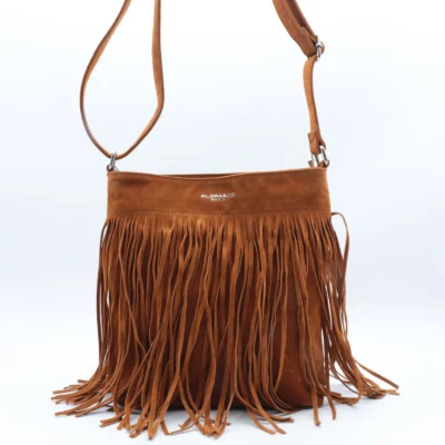 P395- Sac à franges Flora&Co - camel - sans-taille