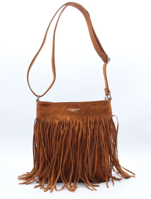 P395- Sac à franges Flora&Co - camel - sans-taille