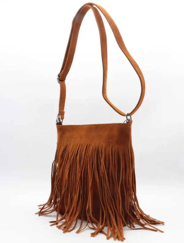 P395- Sac à franges Flora&Co - camel - sans-taille