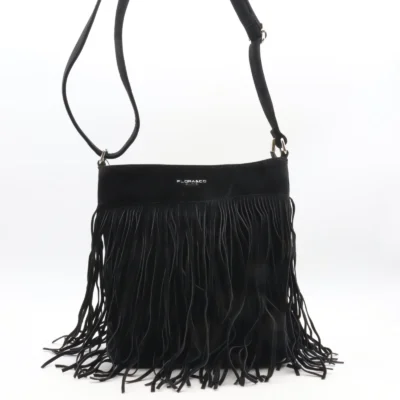 P395- Sac à franges Flora&Co - noir - sans-taille