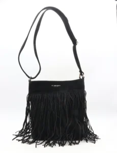 Sac à franges aspect daim femme Flora & Co - noir - sans-taille