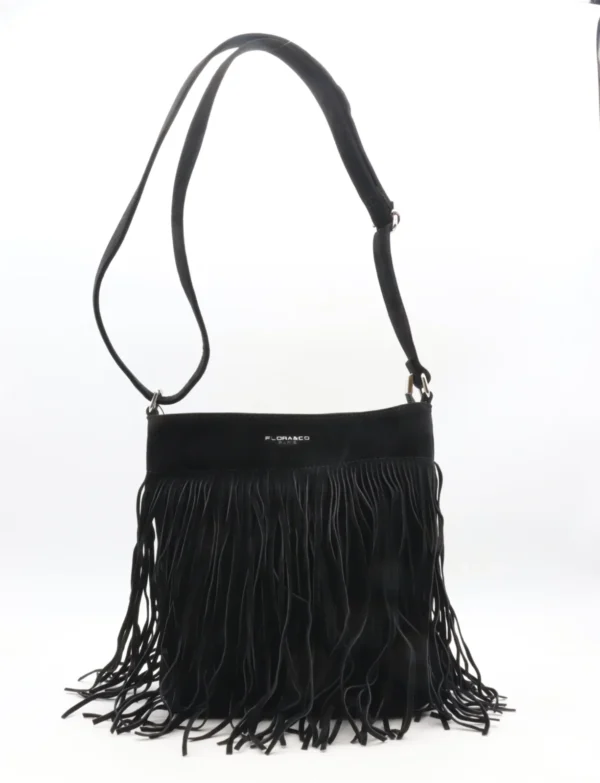 P395- Sac à franges Flora&Co - noir - sans-taille