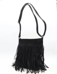 Sac à franges aspect daim femme Flora & Co - noir - sans-taille