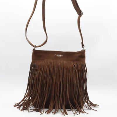 P395- Sac à franges Flora&Co - marron - sans-taille