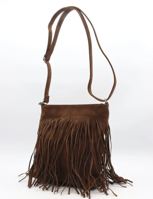 P395- Sac à franges Flora&Co - marron - sans-taille