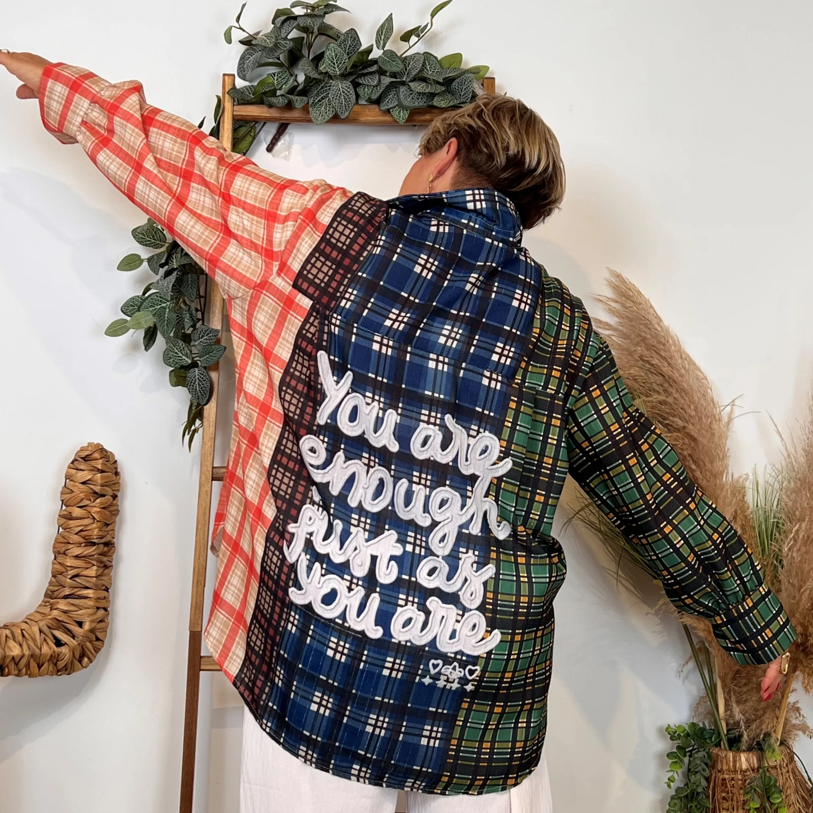 Z137- Chemise patchwork écossaise Mina Rosa