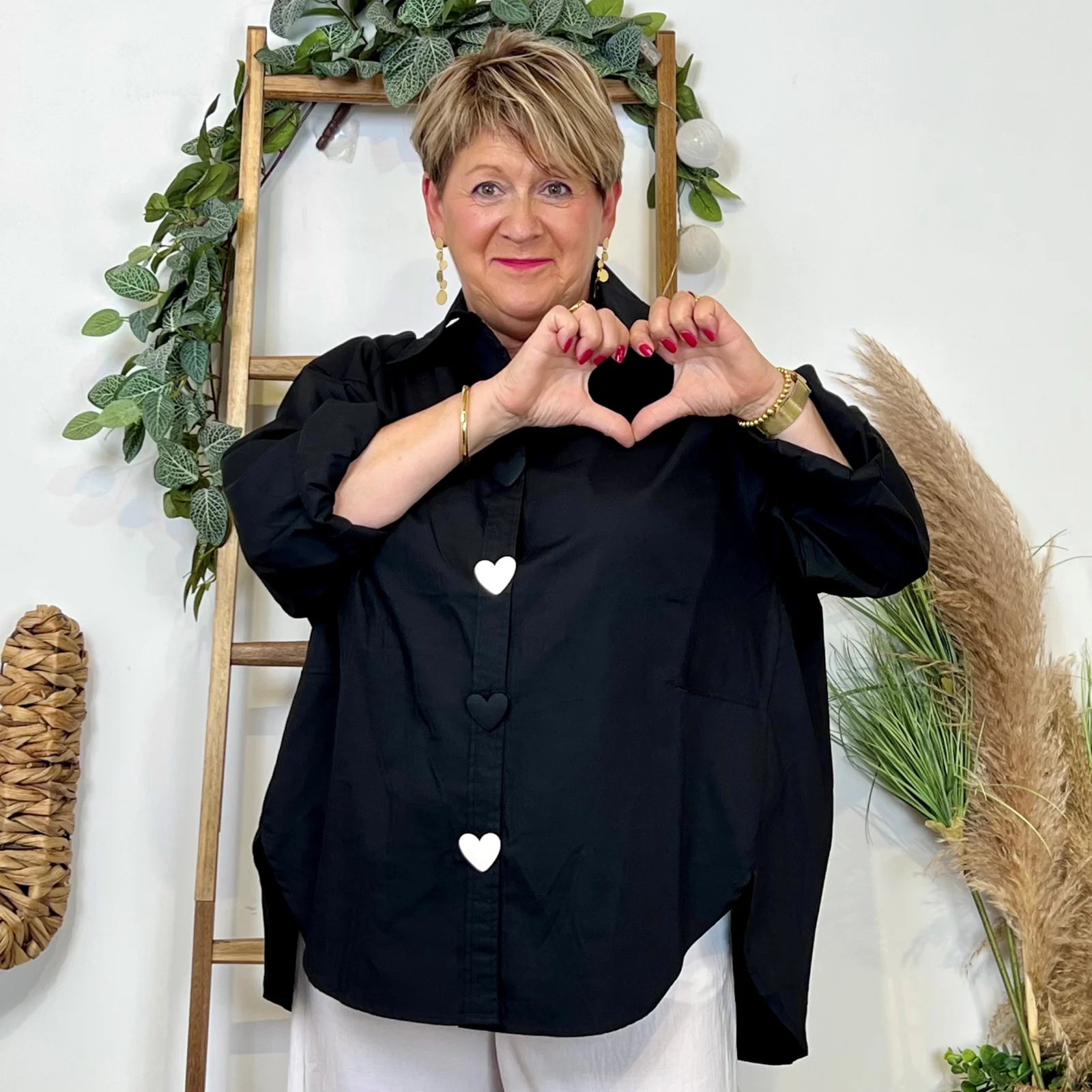 Z118- Chemise unie Coeurs & Tags – Mina Rosa