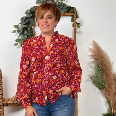 K074- Chemise Cerise Blue (T36-T42) - bordeaux - 42