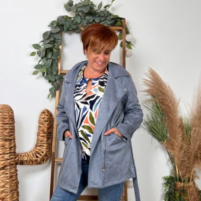 I948- Veste Suédine (T36-T40) - bleu-jeans - 40