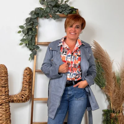 I948- Veste Suédine (T36-T40) - bleu-jeans - 40