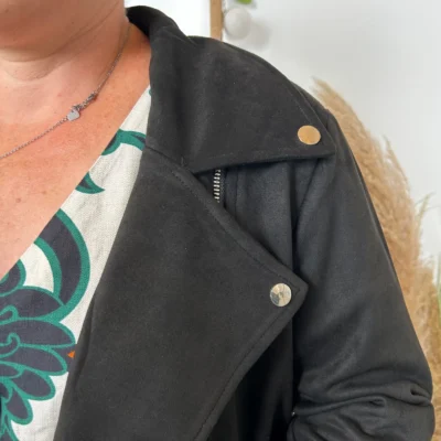 I948- Veste Suédine (T36-T40) - noir - 40